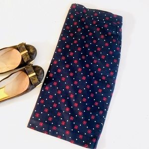Tommy Hilfiger Navy Tie Print Pencil Skirt
